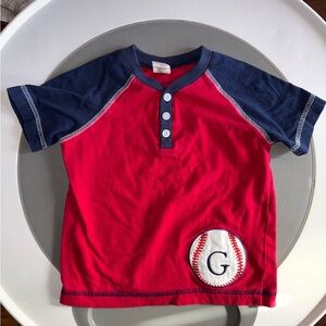 Kids Red and Blue Baseball Tee with G Monogram
